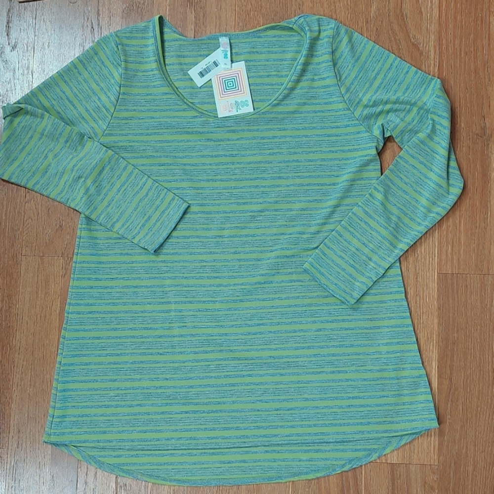 LuLaRoe NWT Womens XL Lynnae Gray and Lime Green Crew Neck